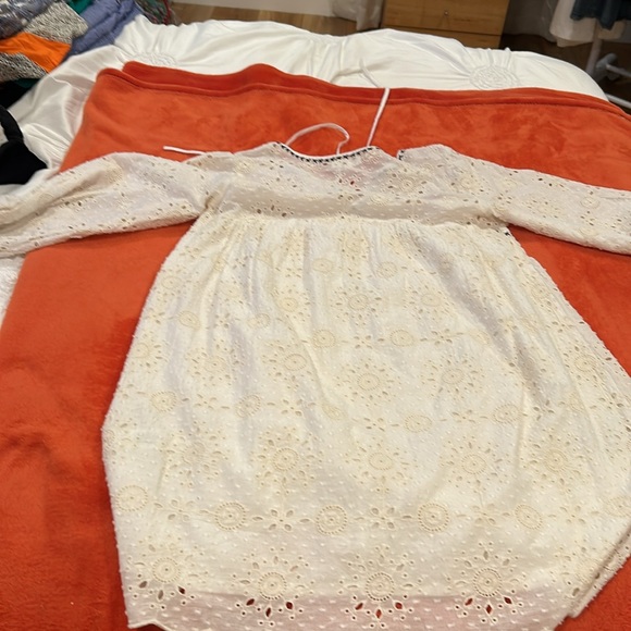 THML Womens Cream and White Eyelet Boho Babydoll Dress Size Medium - Picture 4 of 4